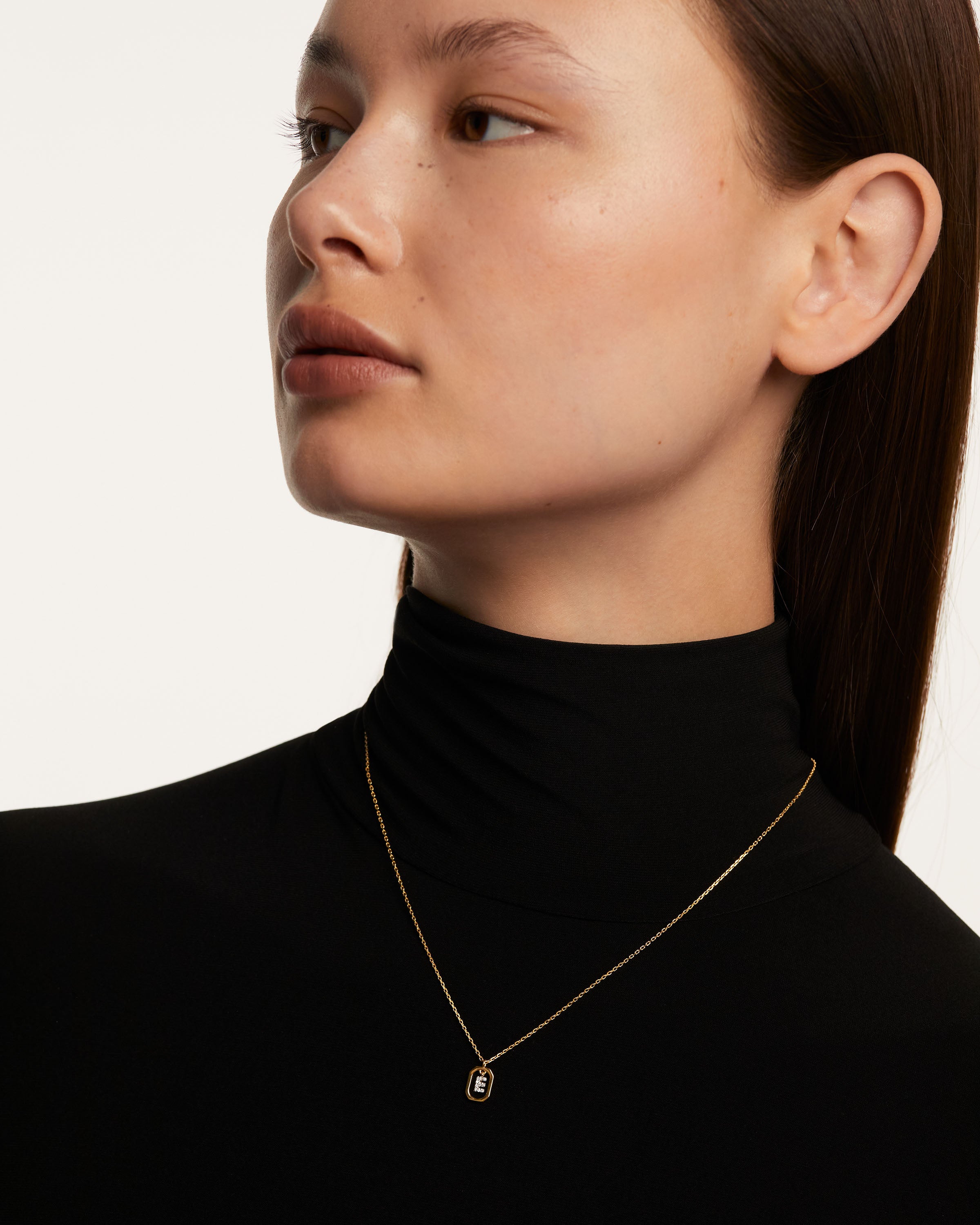 Colier din Argint placat cu Aur cu Zirconiu Litera E - 3