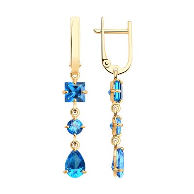 Cercei din Aur Roz 14K cu Topaz Swarovski - 1