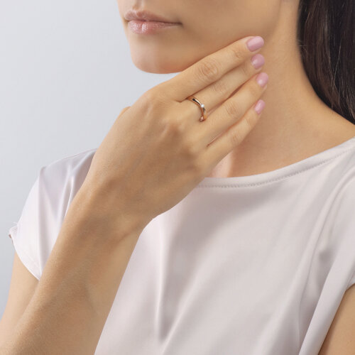 Inel din Aur Roz 14K cu Diamant - 2