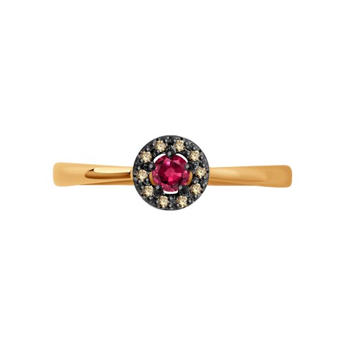 Inel din Aur Roz 14K cu Rubin si Diamante - 2