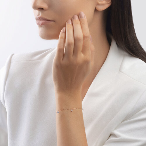 Bratara din Aur Roz 14k cu Zirconiu - 2