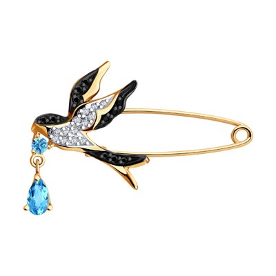 Brosa din Aur Roz 14K cu Topaz si Zirconiu - 4