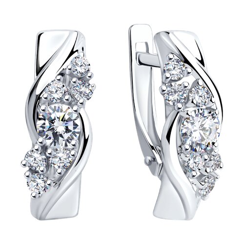 Cercei din Aur Alb 14K cu Zirconiu Swarovski - 2