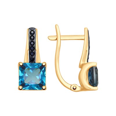 Cercei din Aur Roz 14K cu Topaz si Zirconiu - 1