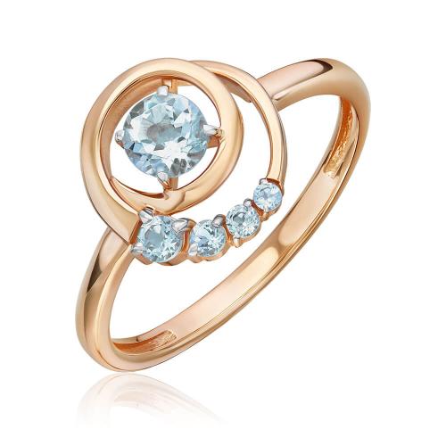 Inel Aur Roz 14K cu Topaz - 1