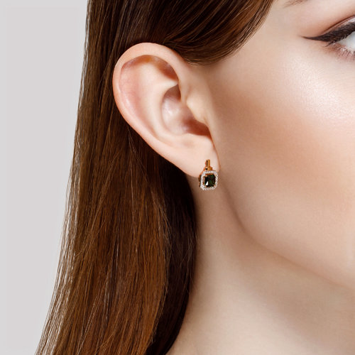 Cercei din Aur Roz 14K cu Sitall si Zirconiu - 2