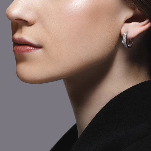 Cercei din Aur Alb 14K cu Diamante  - 3