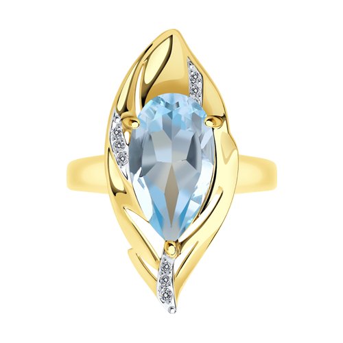 Inel din Aur Galben 14K cu Topaz si Zirconiu „Pana” - 2