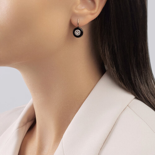 Cercei din Aur Roz 14K cu Agat si Zirconiu - 3