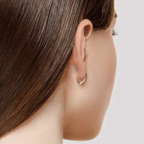 Cercei din Aur Roz 14K cu Diamante  - 3