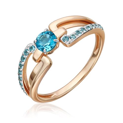 Inel Aur Roz 14K cu Topaz - 1