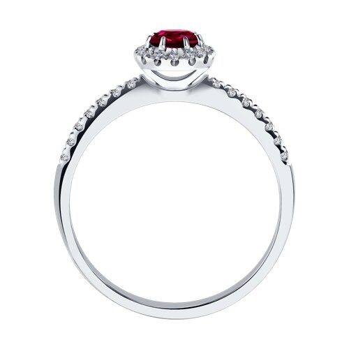 Inel din Aur Alb 14K cu Diamante si Rubin - 3