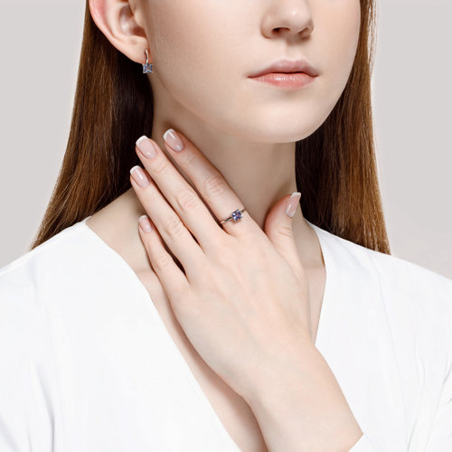 Cercei din Aur Alb 14K cu Sital - 2