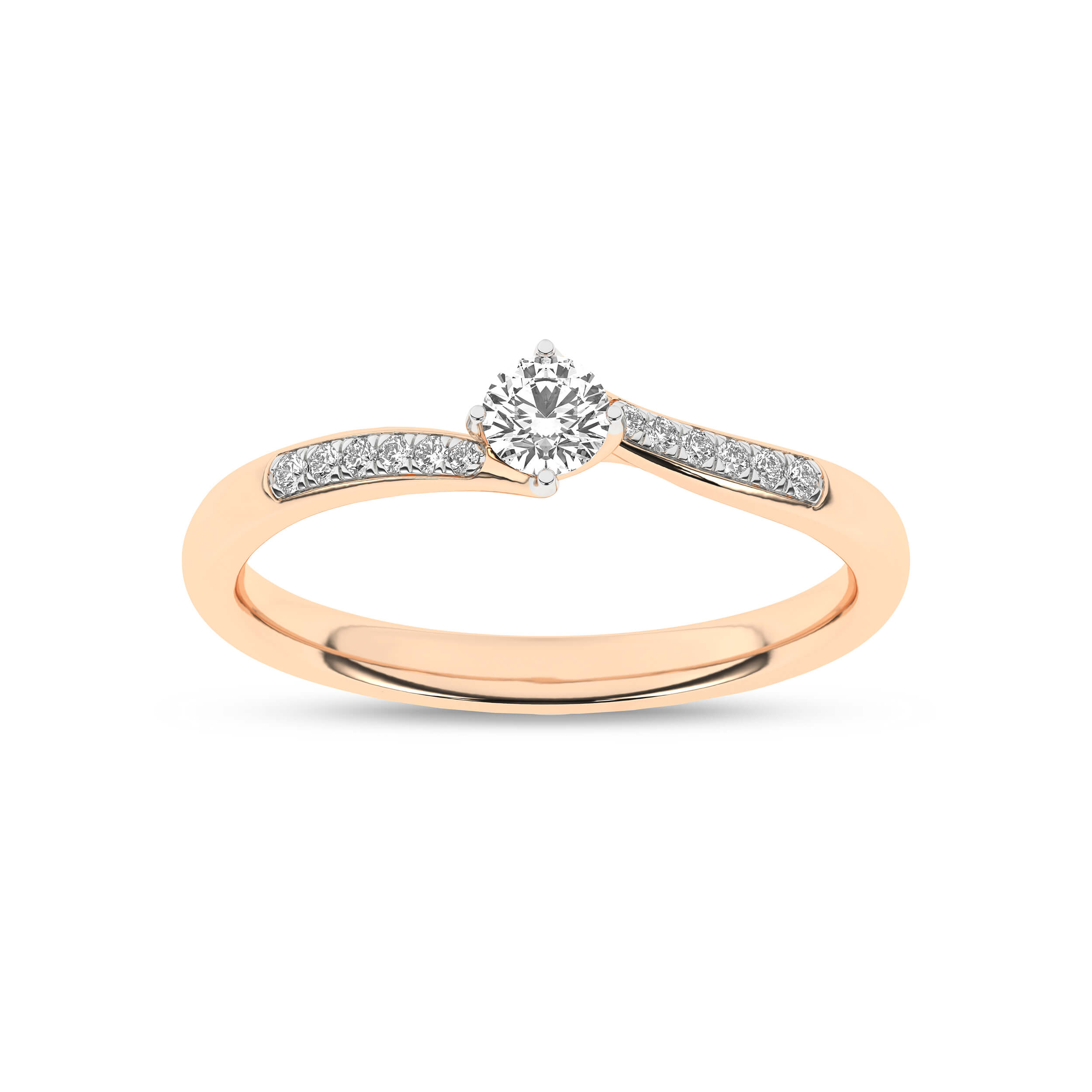 Inel de logodna din Aur Roz 14K cu Diamante 0.18Ct - 1