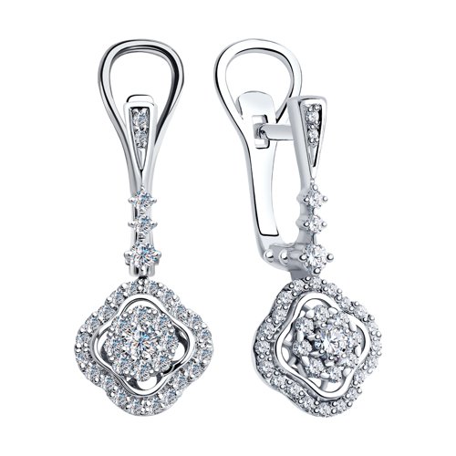 Cercei din Aur Alb 14K cu Diamante  - 2