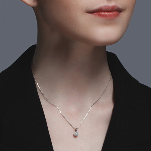 Colier din Aur Alb 14K cu Diamant - 2