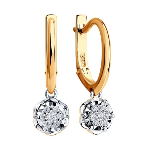 Cercei din Aur Roz 14K cu Diamante  - 2