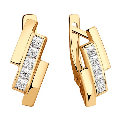 Cercei din Aur Roz 14k cu Zirconiu - 2