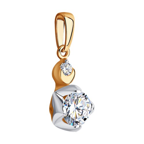 Pandantiv din Aur Roz 14k cu Swarovski - 2