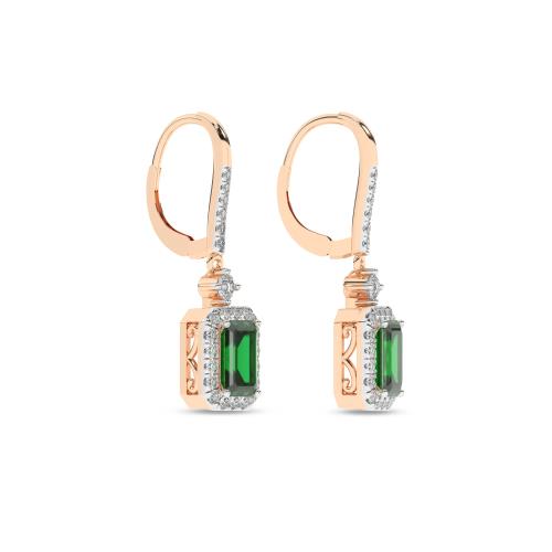 Cercei din Aur Roz 14K cu Smarald 1.99 Ct si Diamante 0.471 Ct - 4