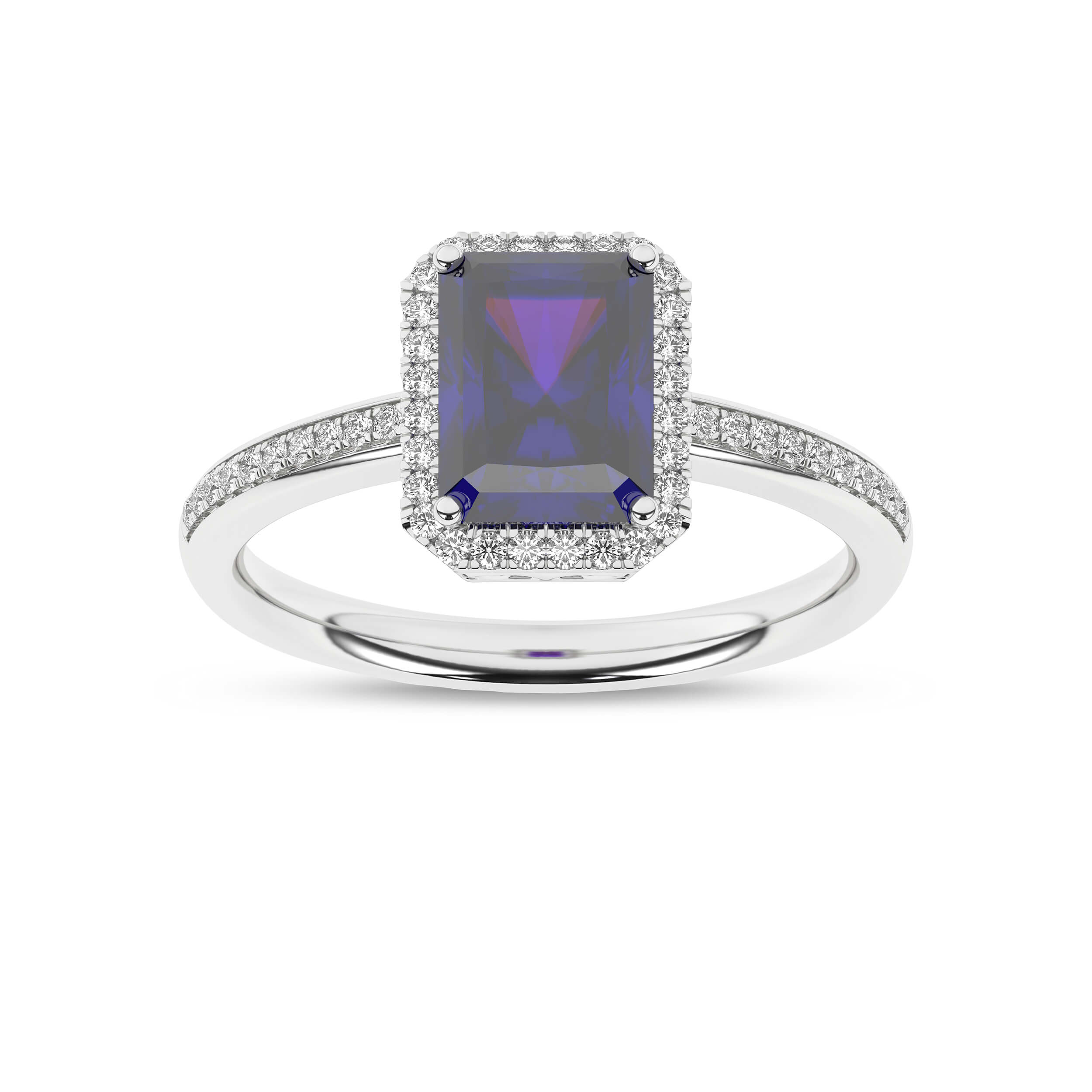 Inel din Aur Alb 14K cu Tanzanit 1.65Ct si Diamante 0.15Ct - 2