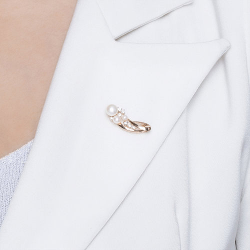 Brosa din Aur cu Perla si Zirconiu - 2