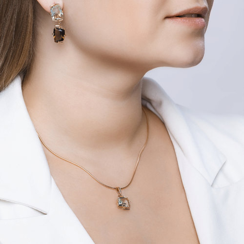 Cercei din Aur 14K cu Ametist si Cuart fumuriu - 5