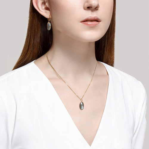 Pandantiv din Aur Roz 14K cu Sidef si Zirconiu - 2