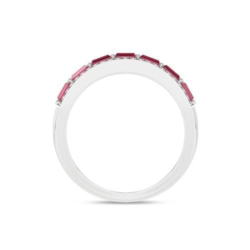 Inel din Aur Alb 14K cu Rubin 0.70Ct si Diamante 0.146Ct - 3