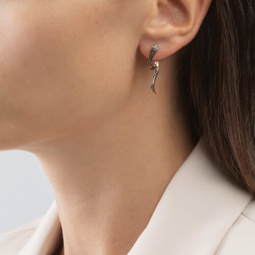 Cercei din Aur Roz 14K cu Diamante Sarpe - 2