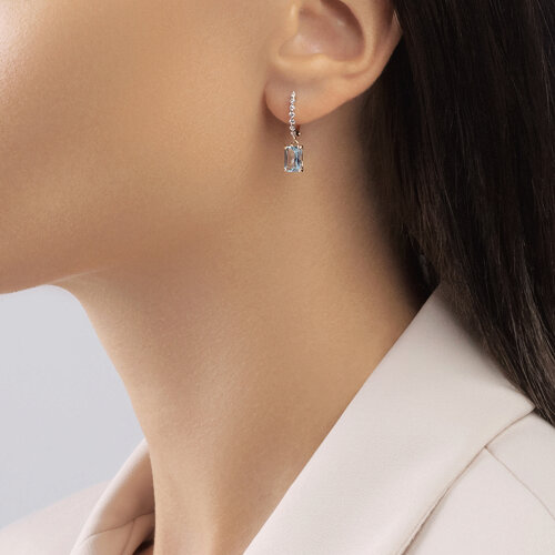 Cercei din Aur Roz 14K cu Topaz si Zirconiu - 3