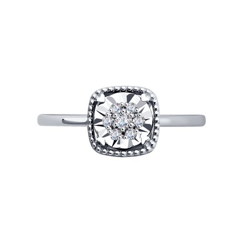 Inel din Aur Alb 14K cu Diamante - 2