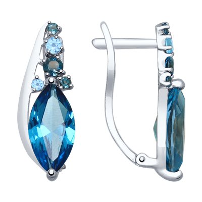 Cercei din Aur Alb 14k cu Topaz si Zirconiu - 1
