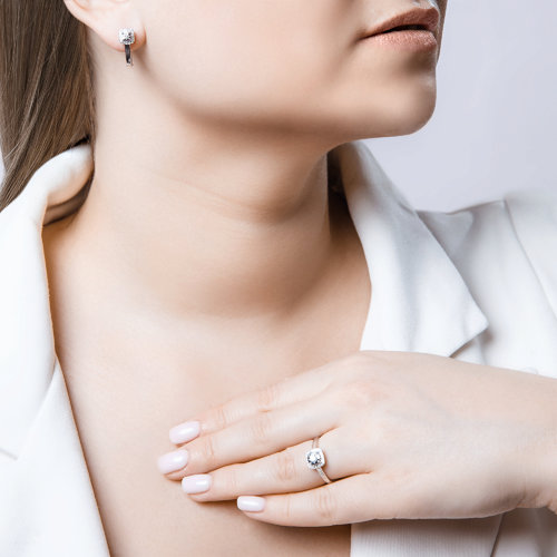 Cercei din Aur Alb 14K cu Diamante - 4