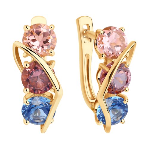 Cercei din Aur Roz 14K cu Sital - 2