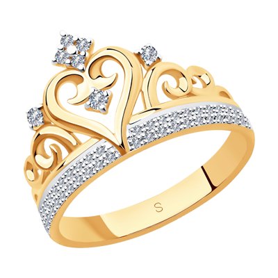 Inel din Aur Roz 14K cu Diamante “Coroana” - 1