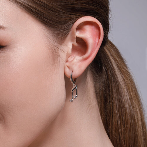 Cercel din Argint cu Zirconiu Nota muzicala (1 bucata) - 2