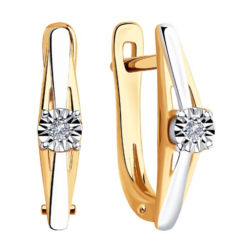 Cercei din Aur Roz 14K cu Diamante  - 2