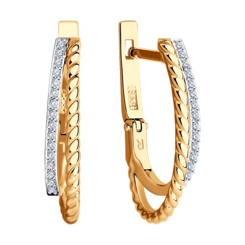 Cercei din Aur Roz 14K cu Diamante - 2