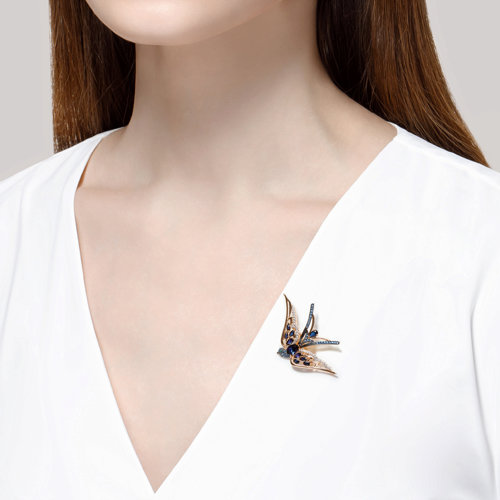 Brosa din Aur Roz 14K cu Corund si Zirconiu - 3