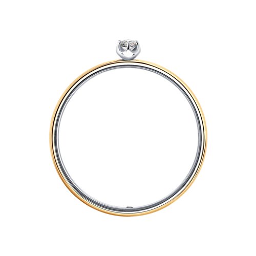 Inel din Aur Combinat 14K cu Diamante - 2