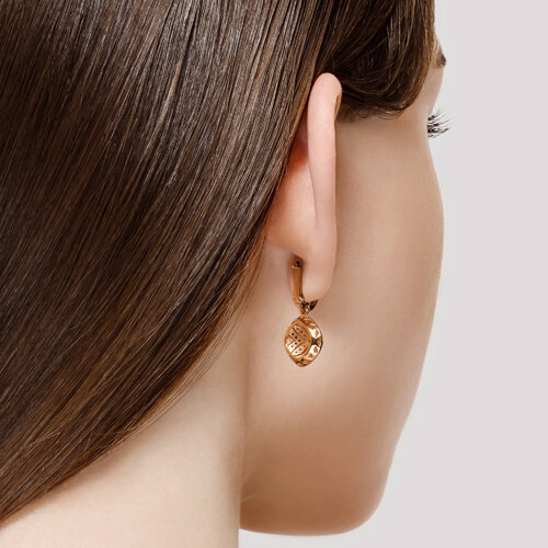 Cercei din Aur Roz 14K cu Diamante  - 4