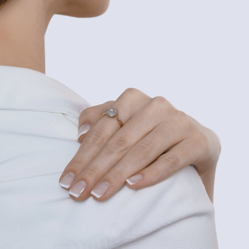 Inel din Aur Roz 14K cu Diamante - 4