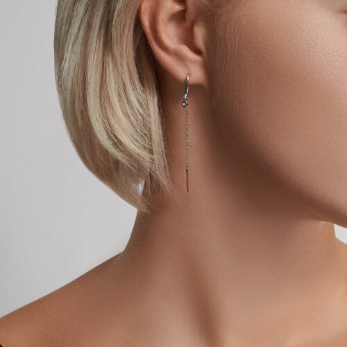 Cercei din Aur Alb 14K cu Diamante - 3