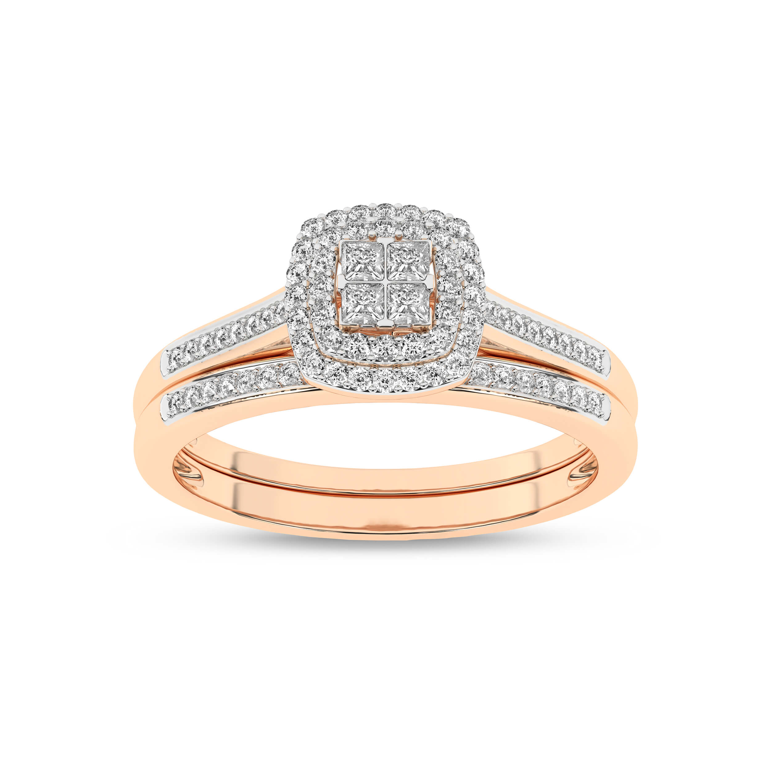 Inel de logodna din Aur Roz 14K cu Diamante 0.25Ct - 1