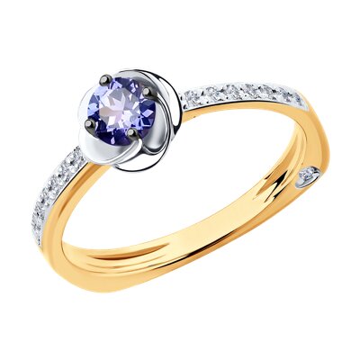Inel de logodna din Aur Roz 14K cu Diamante si Tanzanit - 1