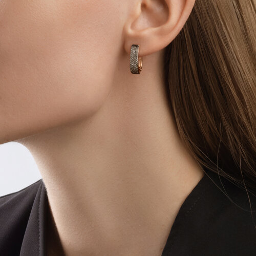 Cercei din Aur Roz 14K cu Diamante Coniac - 2