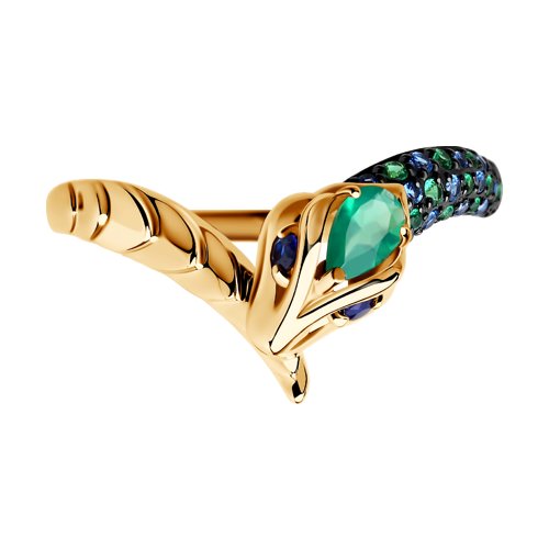 Inel din Aur Roz 14K cu Agat si Zirconiu Sarpe - 2