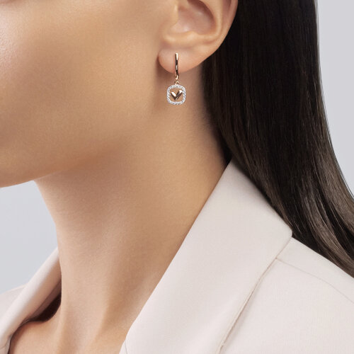 Cercei din Aur Roz 14k cu Zirconiu - 3