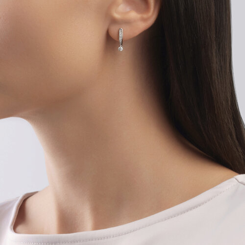 Cercei din Aur Alb 14K cu Diamante - 2